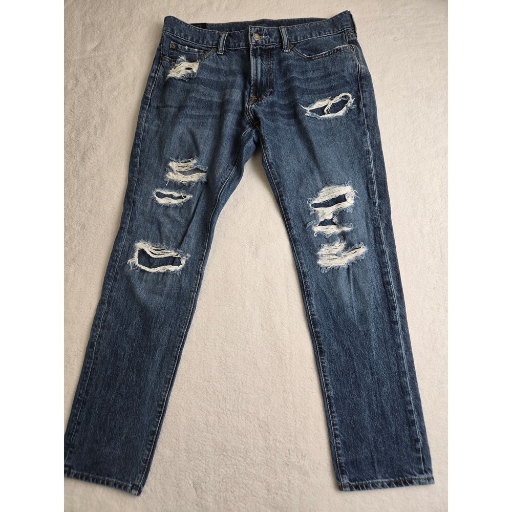 Abercrombie & Fitch Felix Super Slim Distressed Blue Jeans Mens 32x30 131D0082‎